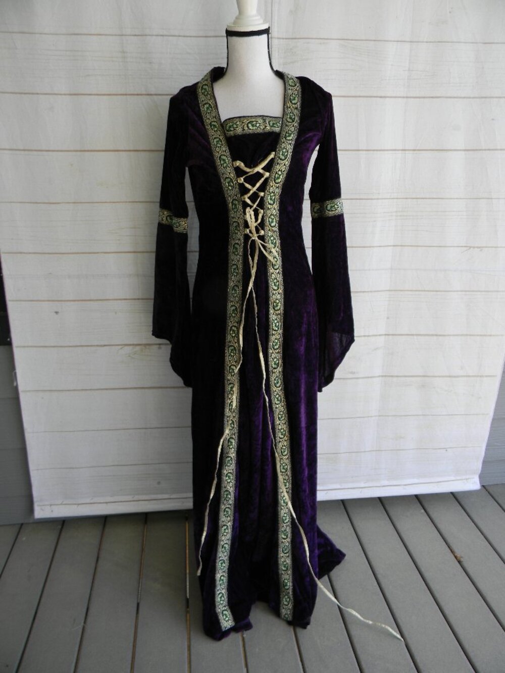 WM'S Renaissance Medieval PURPLE Velvet Costume Dress Maxi  Dark Fairy LG 10-14